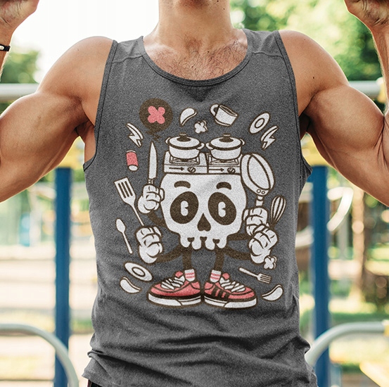 TANK TOP ANIMOWANE COOKING SKULL Rozmiar M