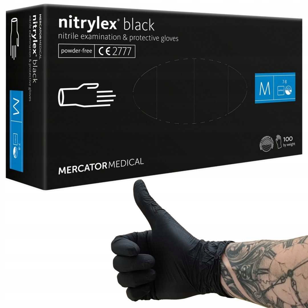 

Rękawiczki Rękawice Nitrylowe M 100szt Czarne