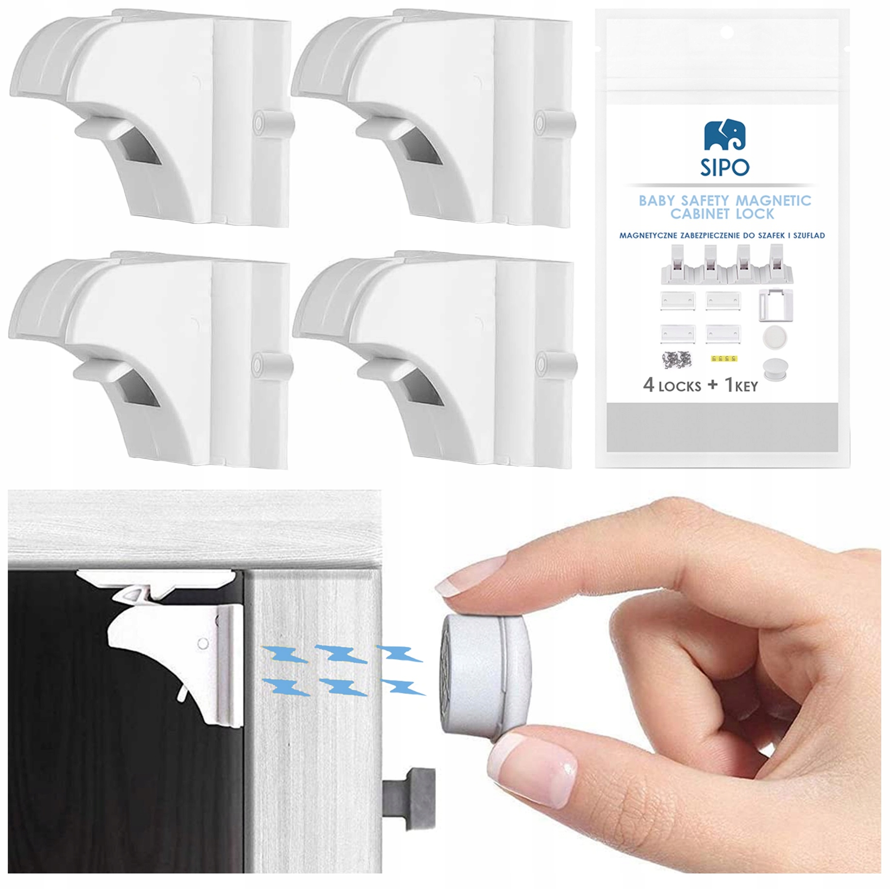 

Zabezpieczenie Szafek Magnetyczna Blokada Mebli 4x