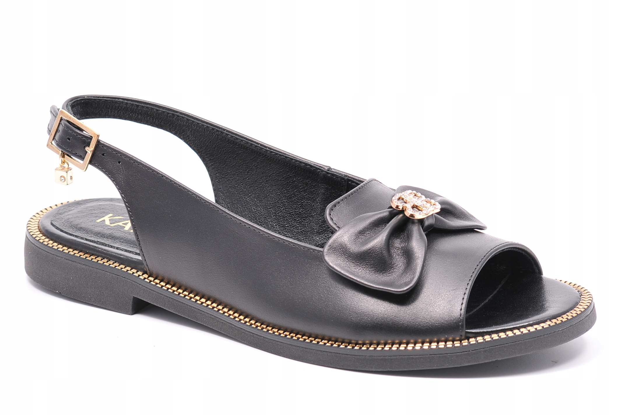 Karino 5408 Černé kožené sandály Velikost 38