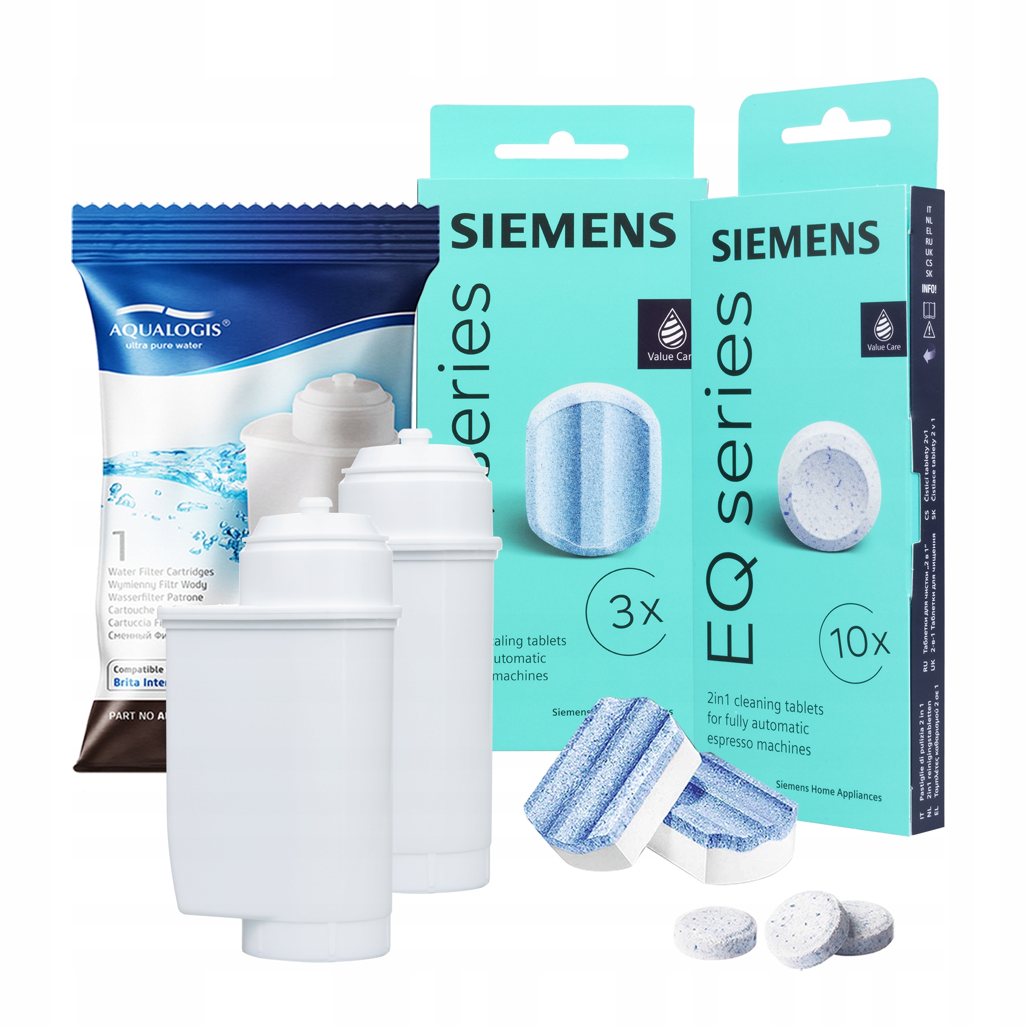 Tabletki i Odkamieniacz Siemens 2x Filtr Wody Do Ekspresu AL-Inte