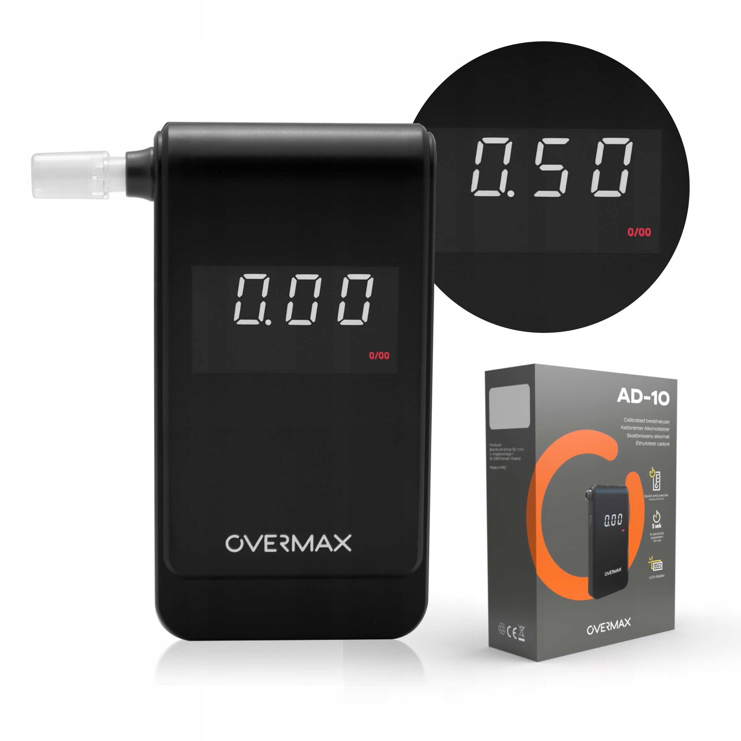 Overmax AD-10 – elektrochemický alkoholtester