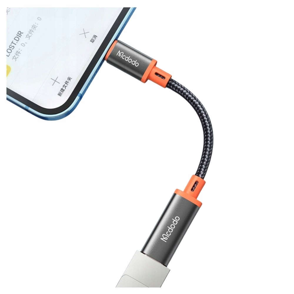 Adapter Usb-c Lightning Otg do iPhone podróżny, aluminiowy 60W pleciony