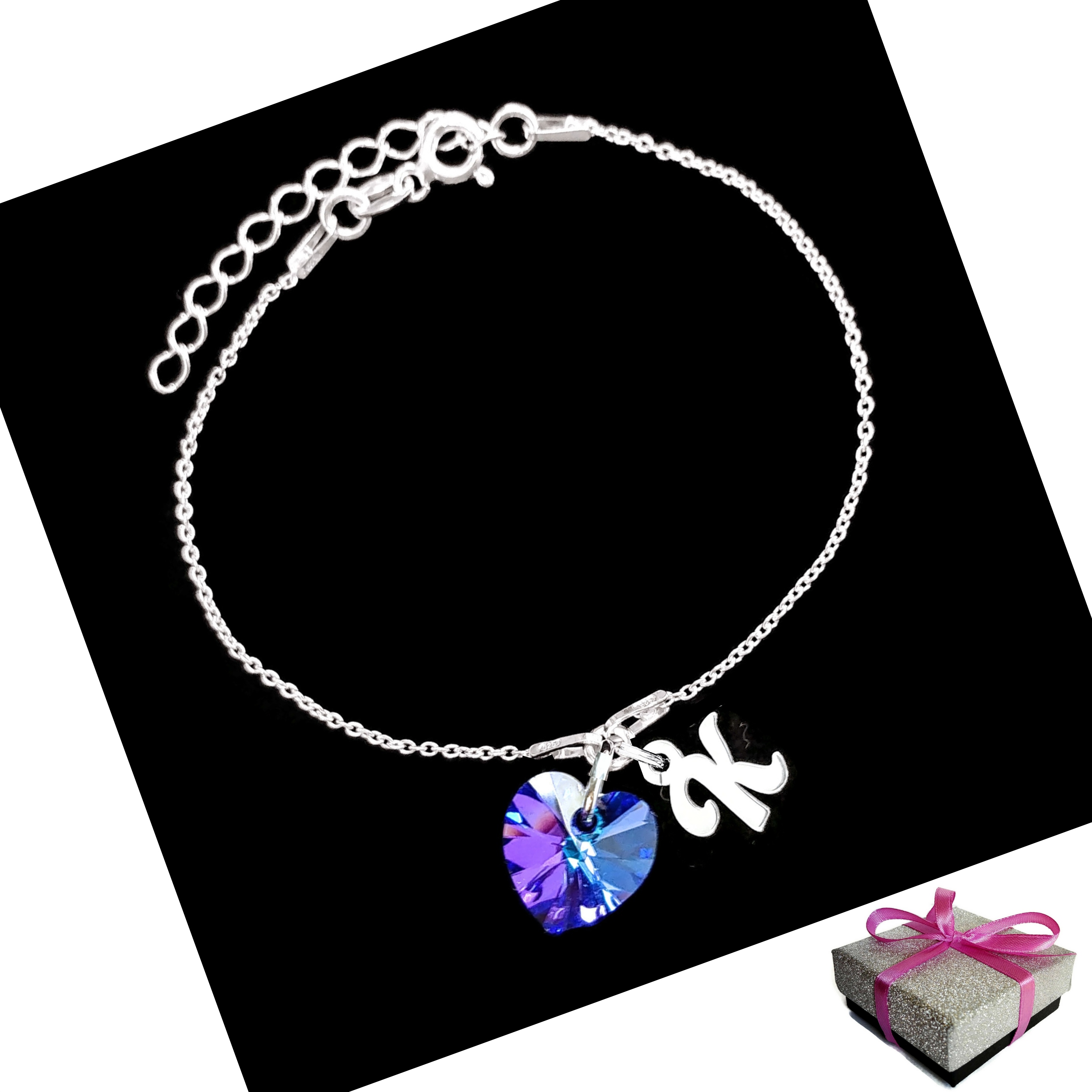 

Bransoletka Litera K Serce Swarovski Srebro 925