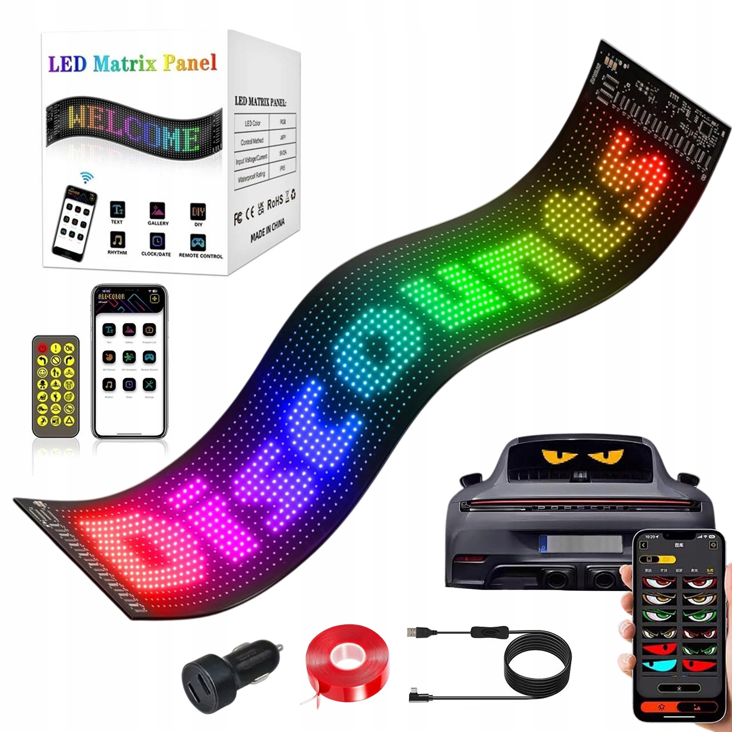 Digitální Flexibilní Led Panel Individuální Displej 59x12 cm App