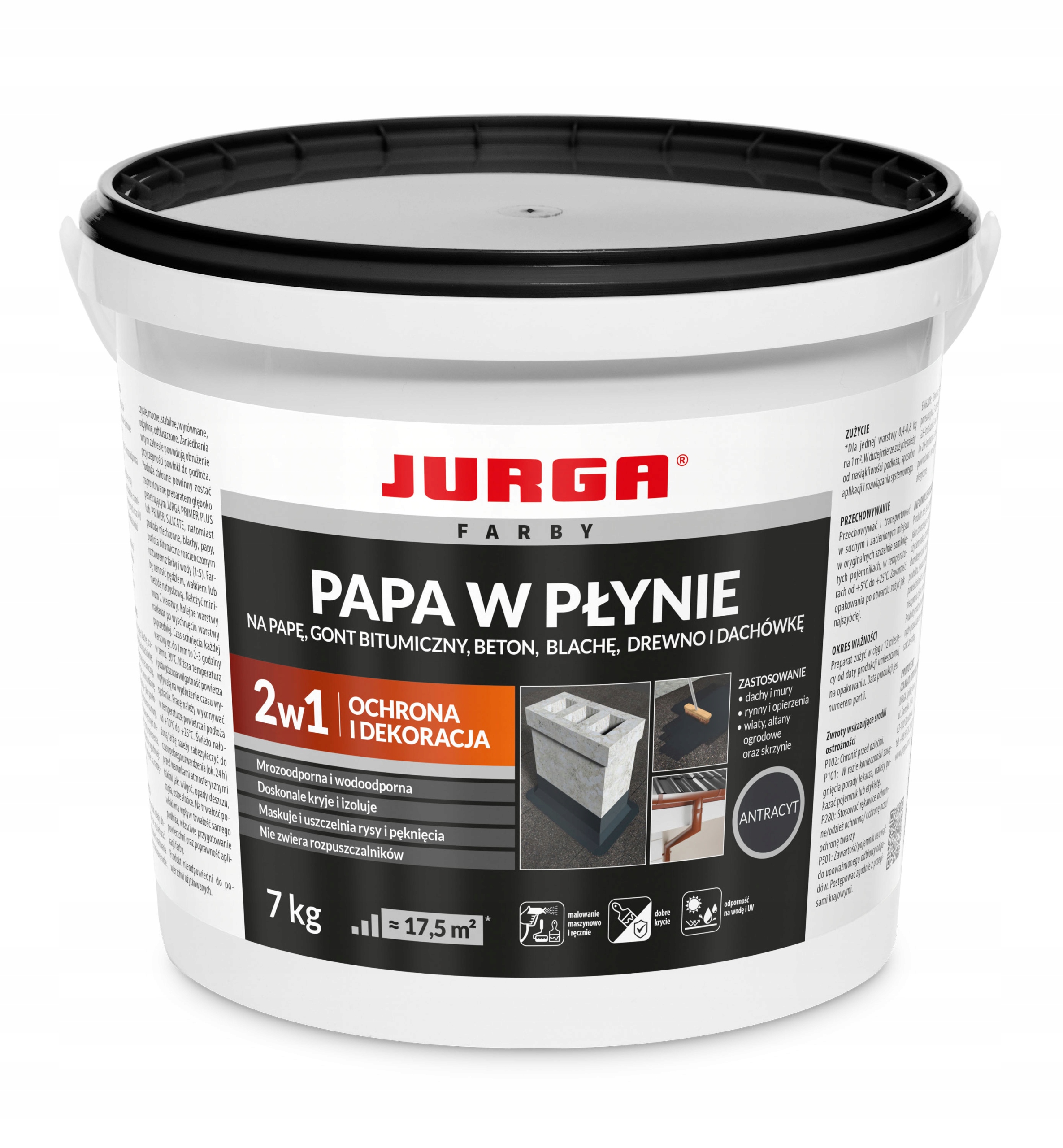 Tekutá lepenka voděodolná papa Jurga 7 kg Antracitová
