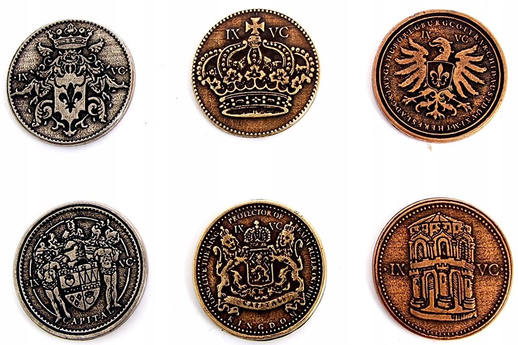 ZESTAW 3 CESARSKICH METALOWYCH MONET LARP RPG