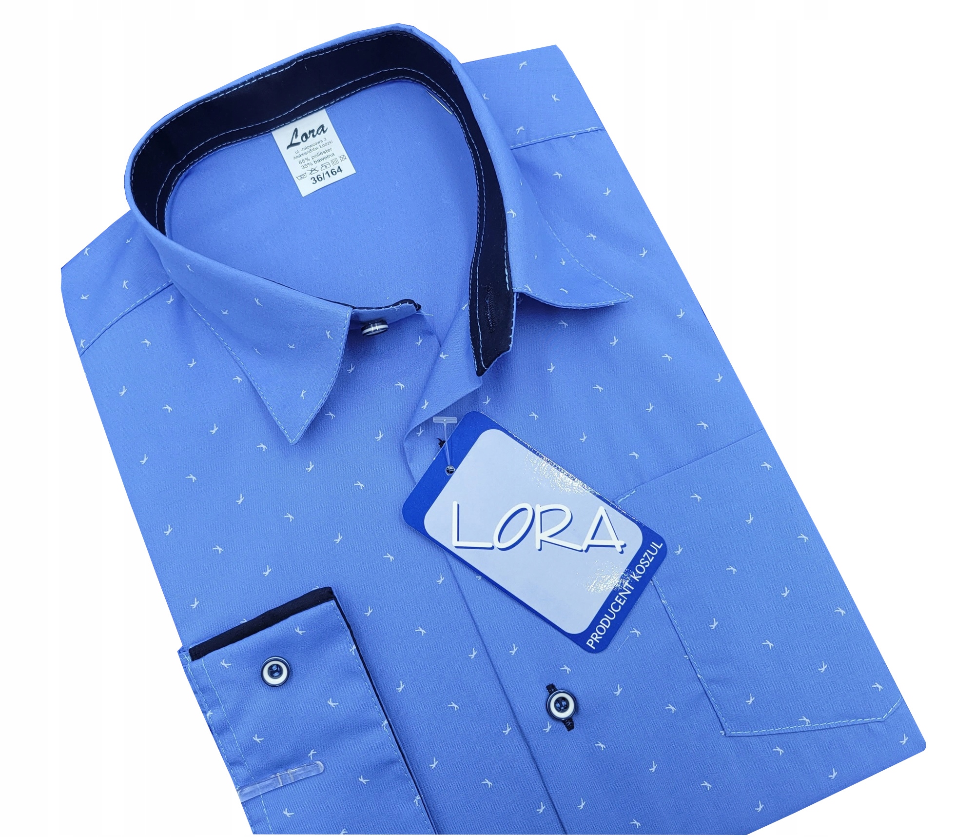 Koszula chłopięca wizytowa niebieska dł rękaw 134 Rozmiar 134