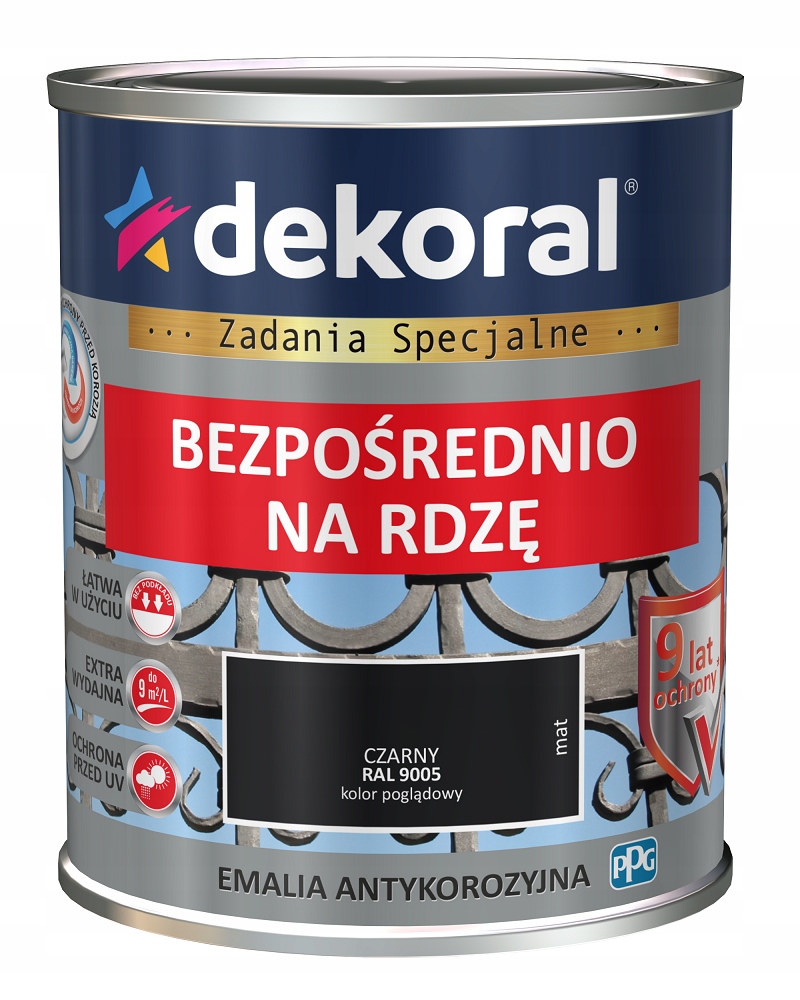 Emalia antykorozyjna DEKORAL czarny mat 0,65l