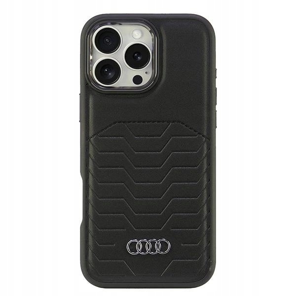 Pouzdro Audi MagSafe ze syntetické kůže pro iPhone 16 Pro Max 6,9" černé