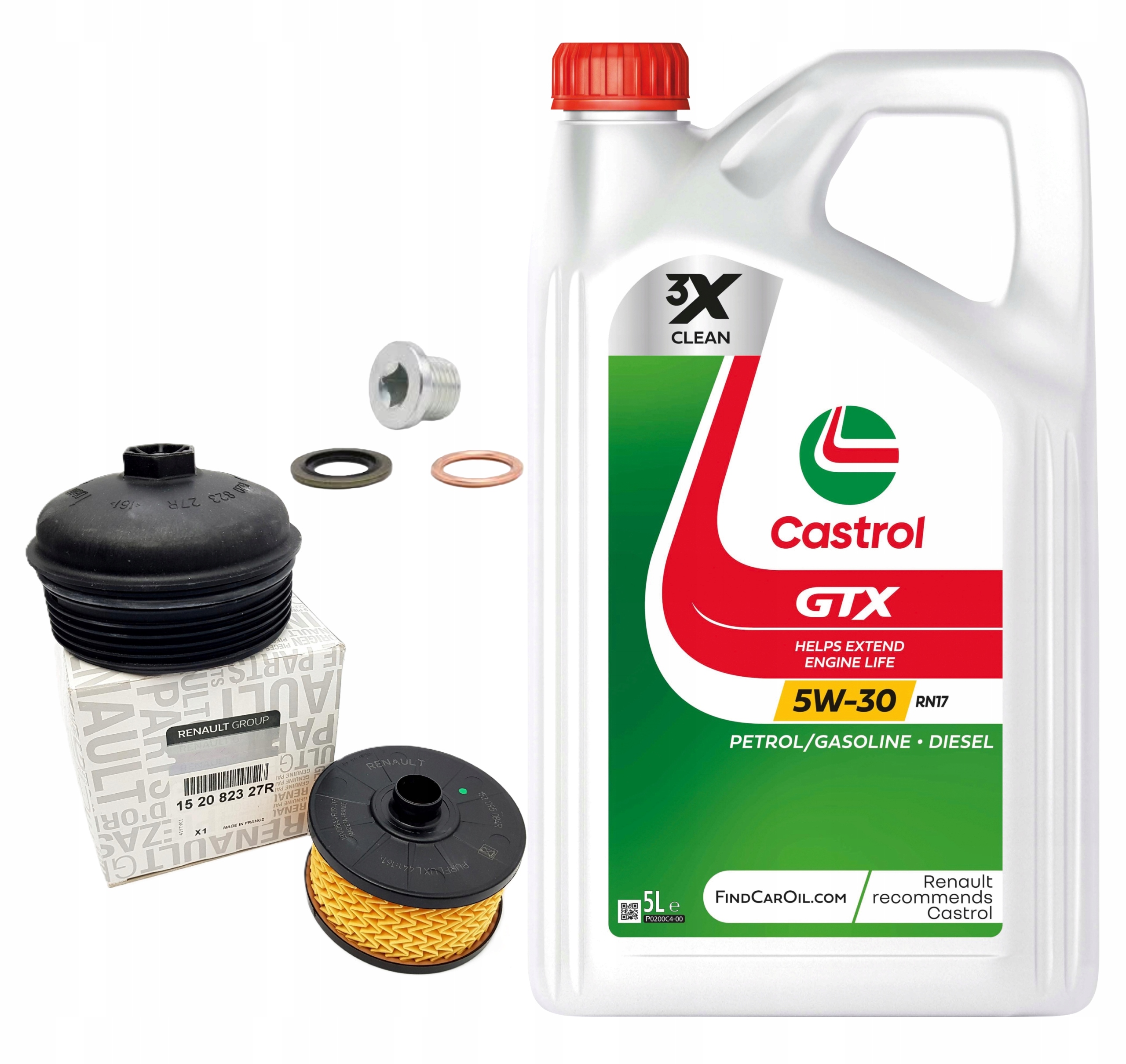 Filtr Oleju Korek Renault Dacia TCe Oryginał +olej Castrol Gtx RN17 5W30 5L