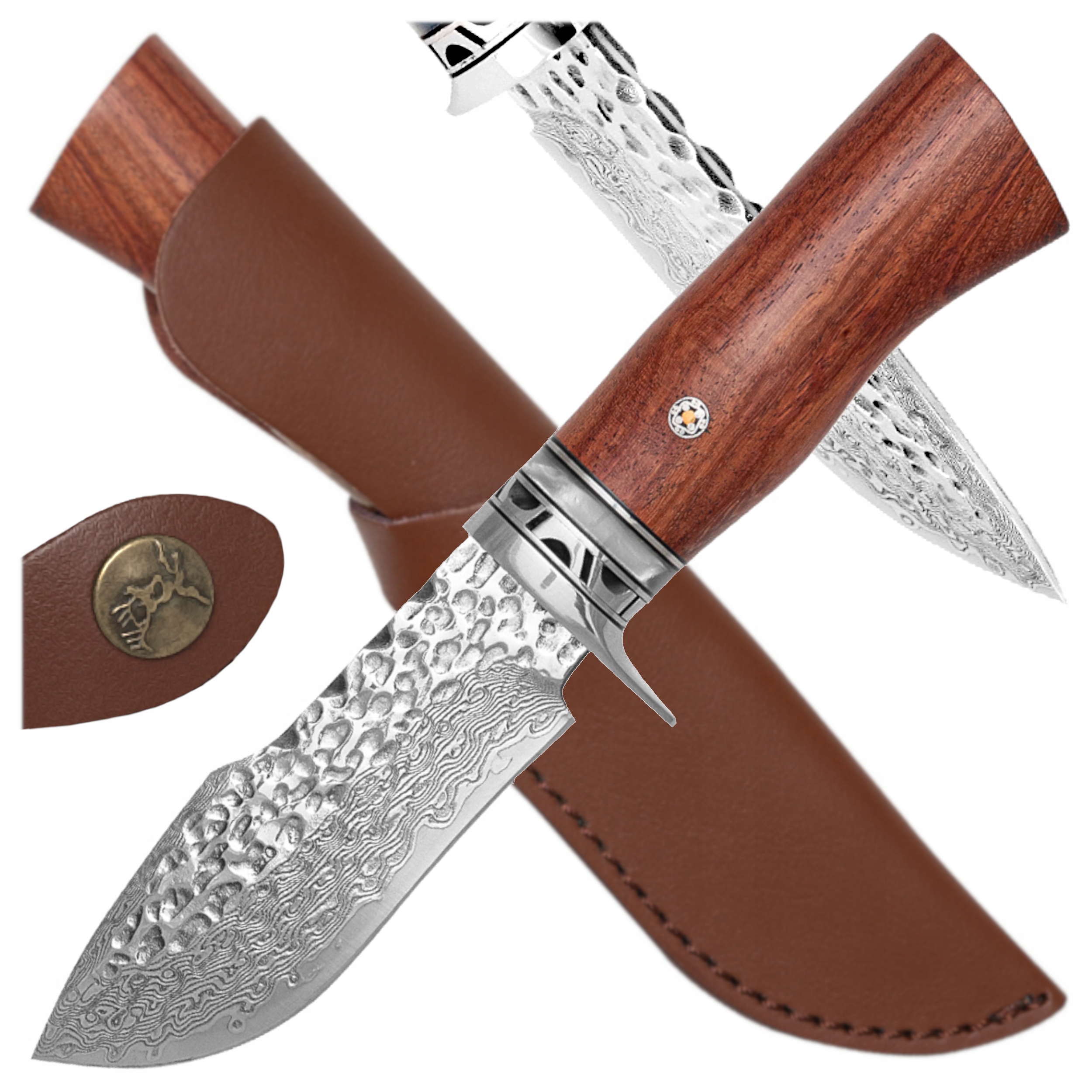 Nůž Survival Takoma Ocel Damašková Lovecká dýka Obal Kůže