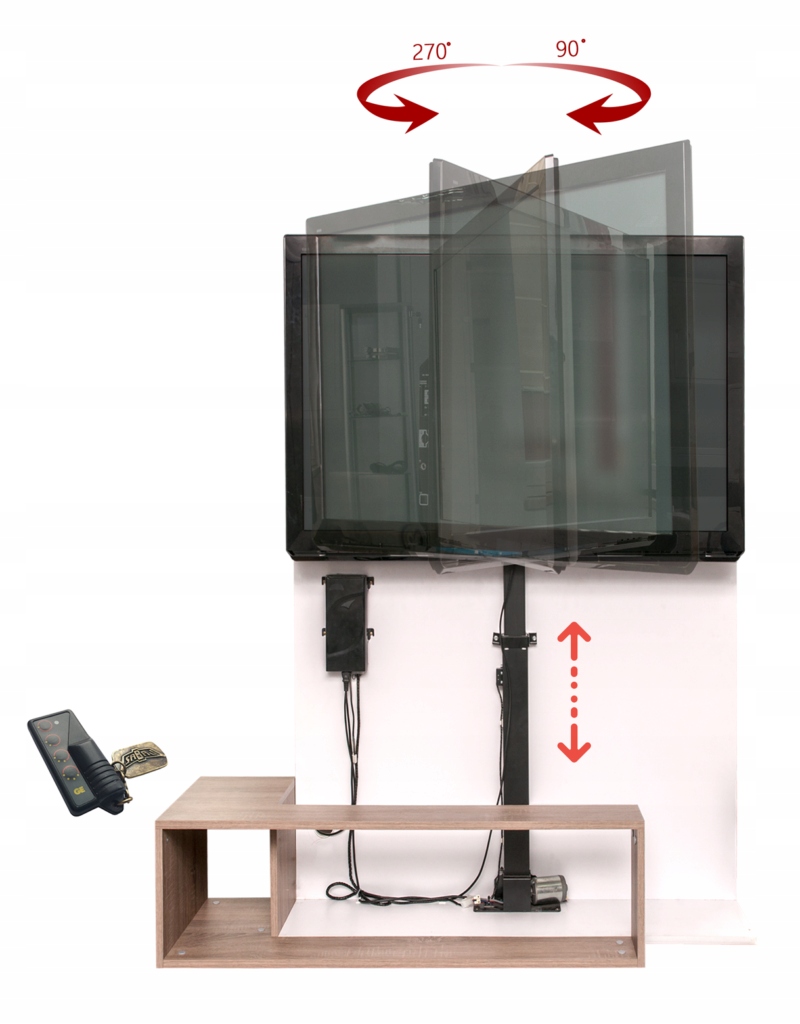Elektrický zdvihák na televízor Otočný 60" 50 kg K-3 Rotolift S Diaľkovým Ovládaním