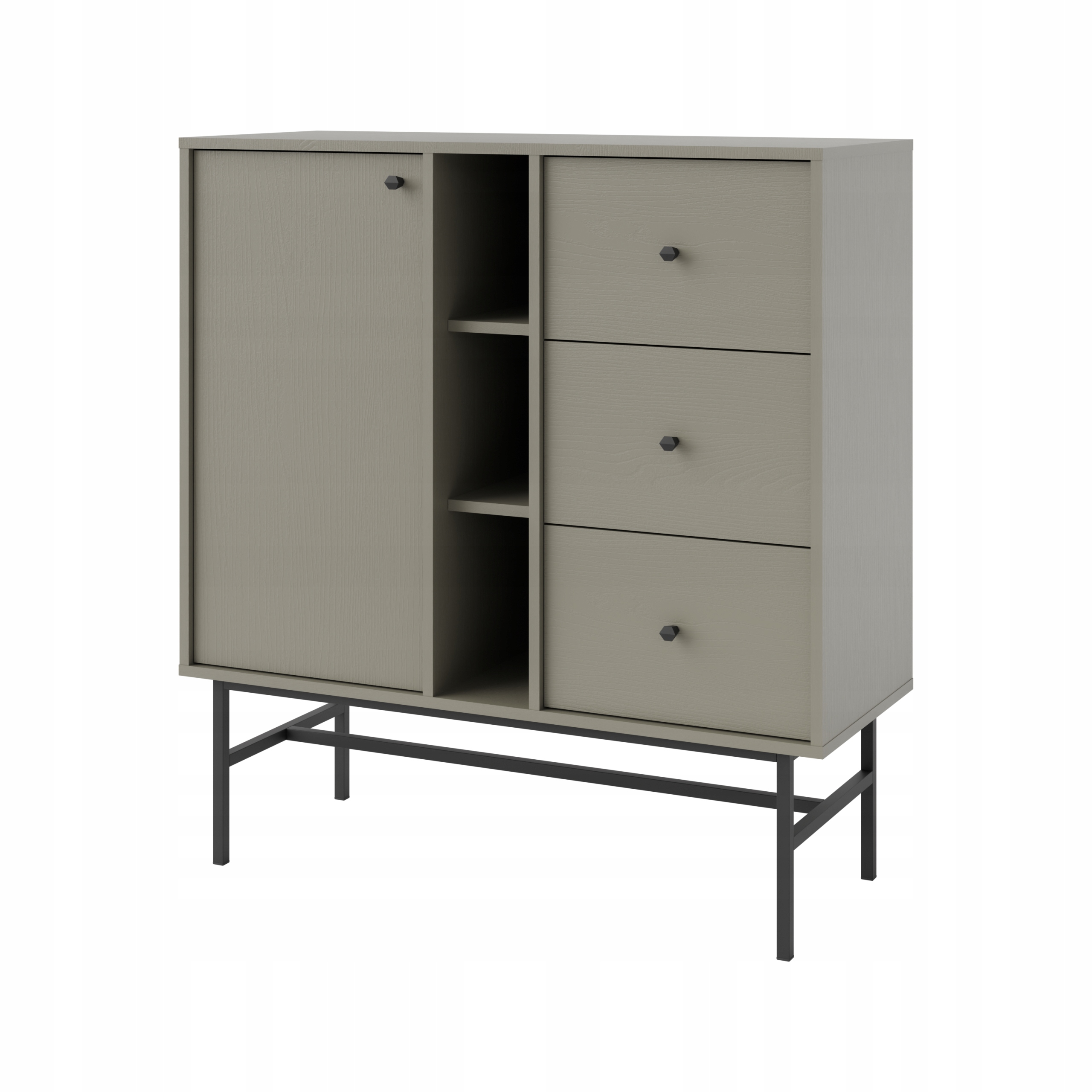 Komoda s zásuvkami do obývacího pokoje Sakai 3 1F 3S T824 Eukalyptus