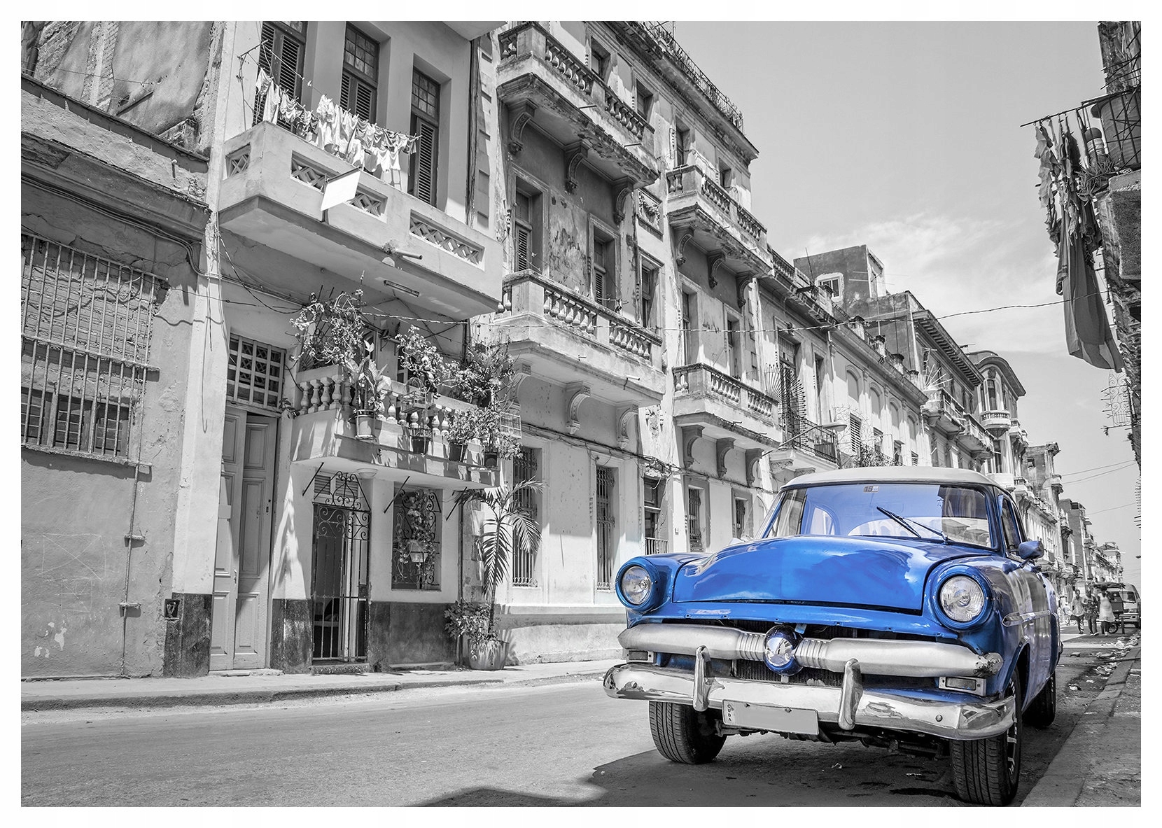 Fototapeta Retro Auto Elegance na ulici Černobílá 368x280 lepidlo