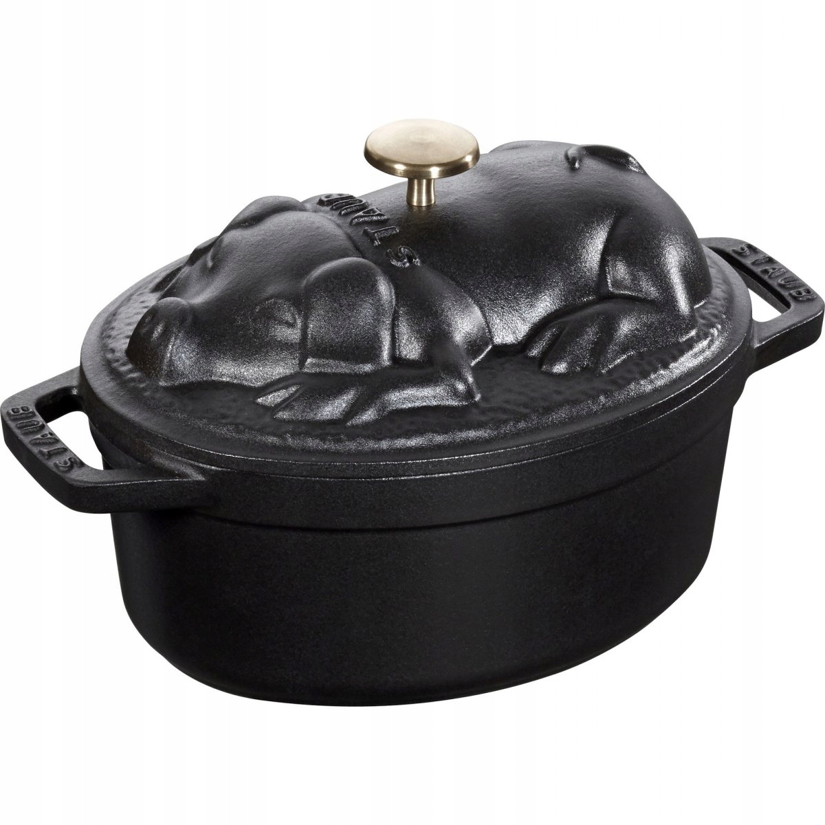 Liatinový Hrniec oválny pig 1l čierny špeciálny cocotte Staub
