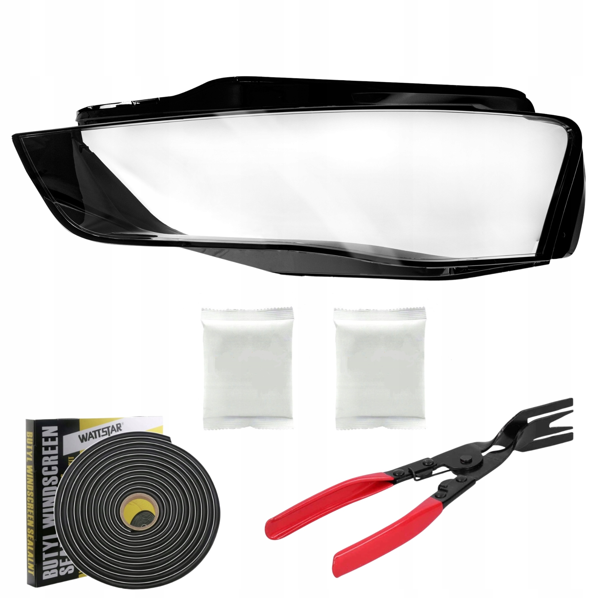 Audi A4 B8 Kryt Světla Levý Proti Poškrábání S Uv Povrchovou Úpravou, Lepidlo, Kleště