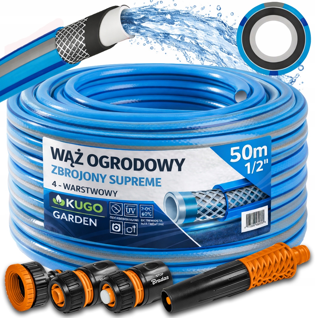 Hadice 1/2" 50 m 4 Vrstvy Plus Supreme Zavlažovač Set Bradas