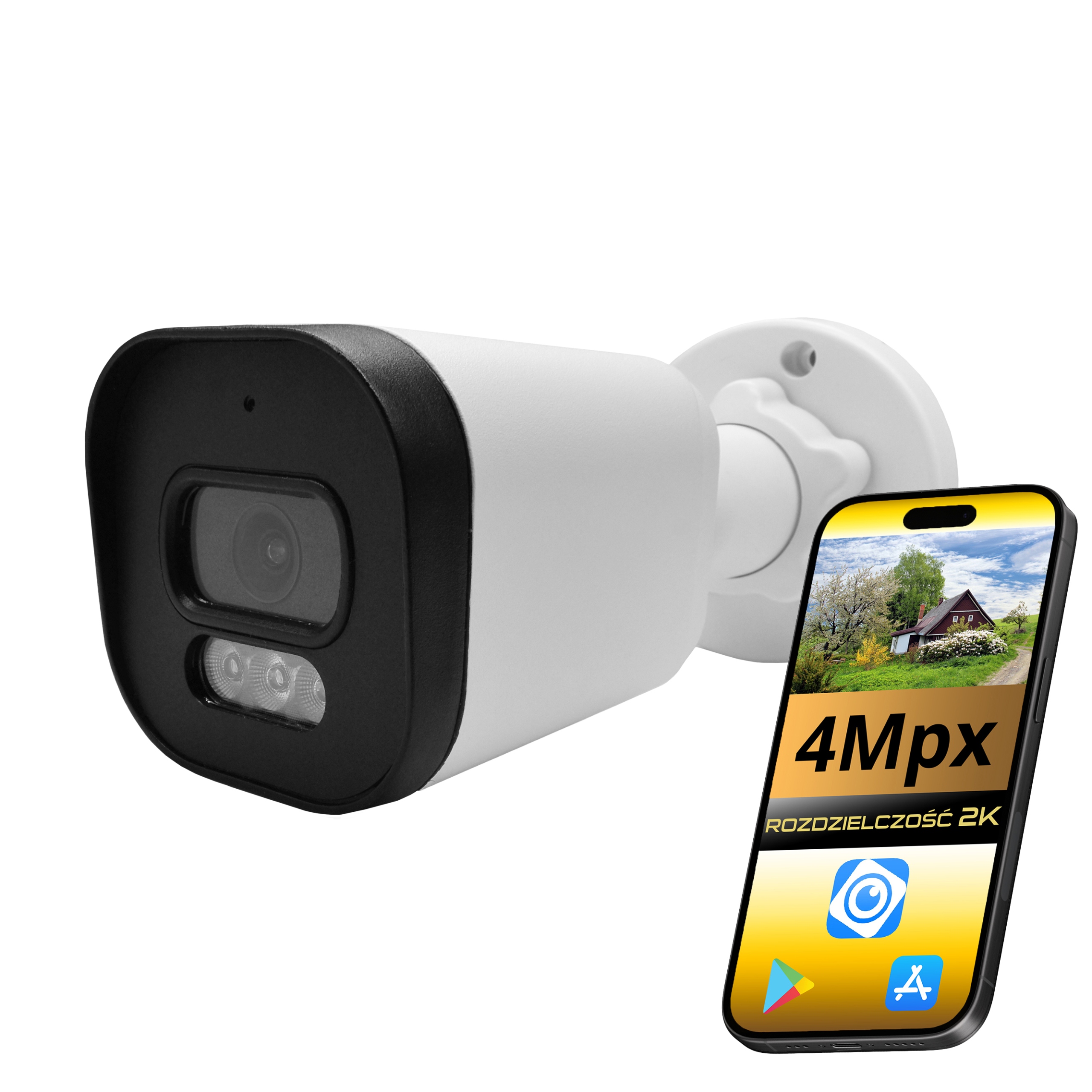 Venkovní Kamera Pro Monitorování Domu 4MPX Ip Poe Tuba Bílá Dvs