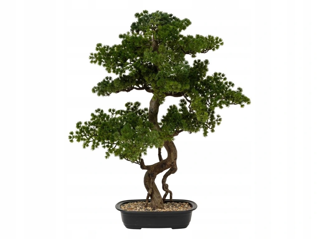 Umelé bonsai stromček Polin, čierny keramický kvetináč, 72 x 36 x 86 cm