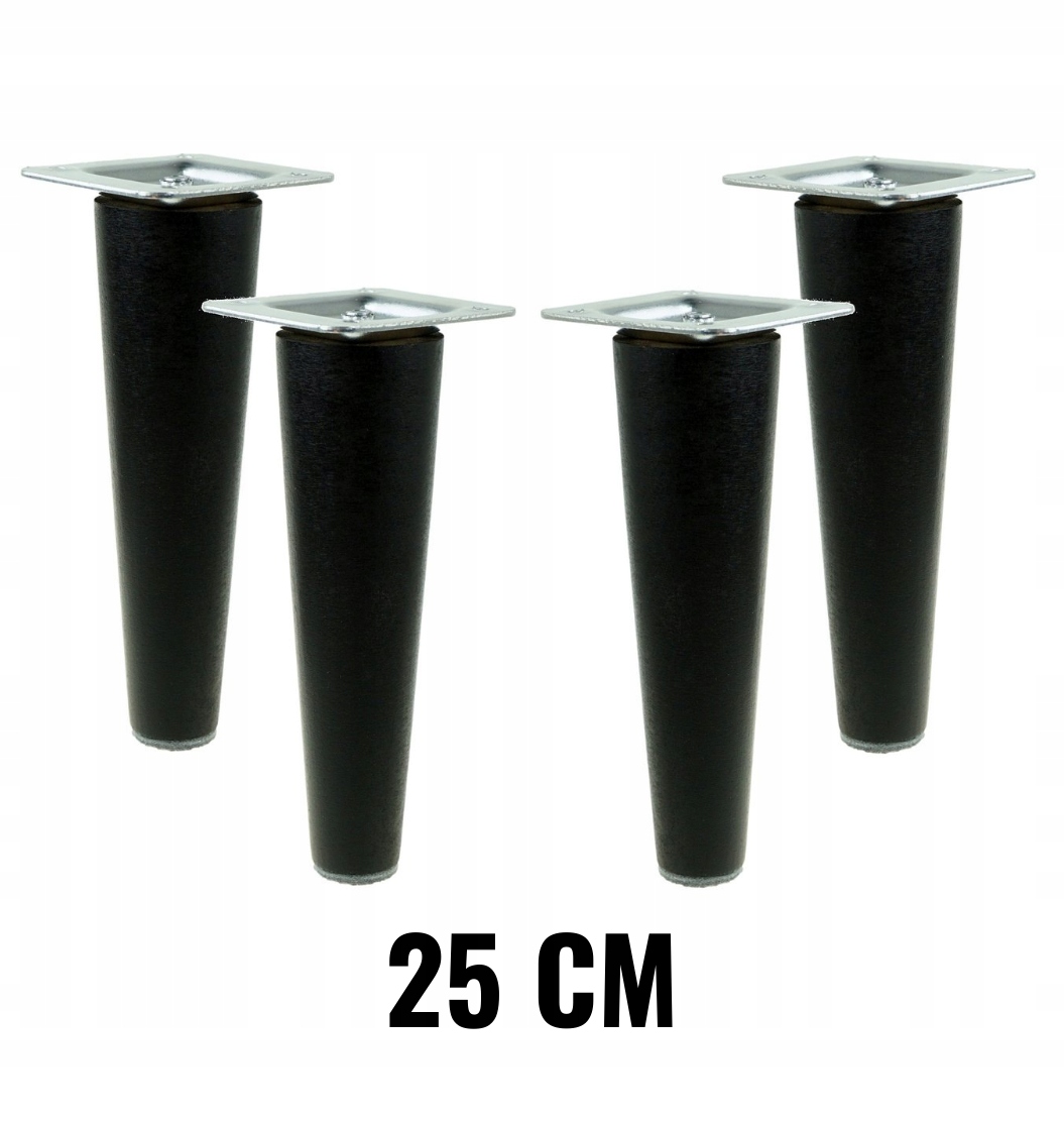 

Nogi drewniane nóżki buk czarne proste zestaw 25cm
