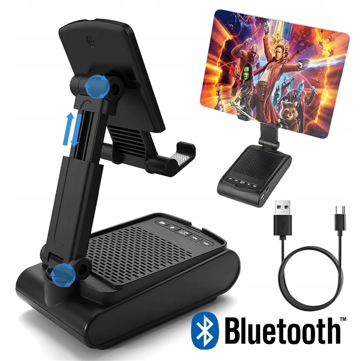Stojan Na Telefon S Funkcí Nabíjení Bluetooth Reproduktoru, Otočný O 360°