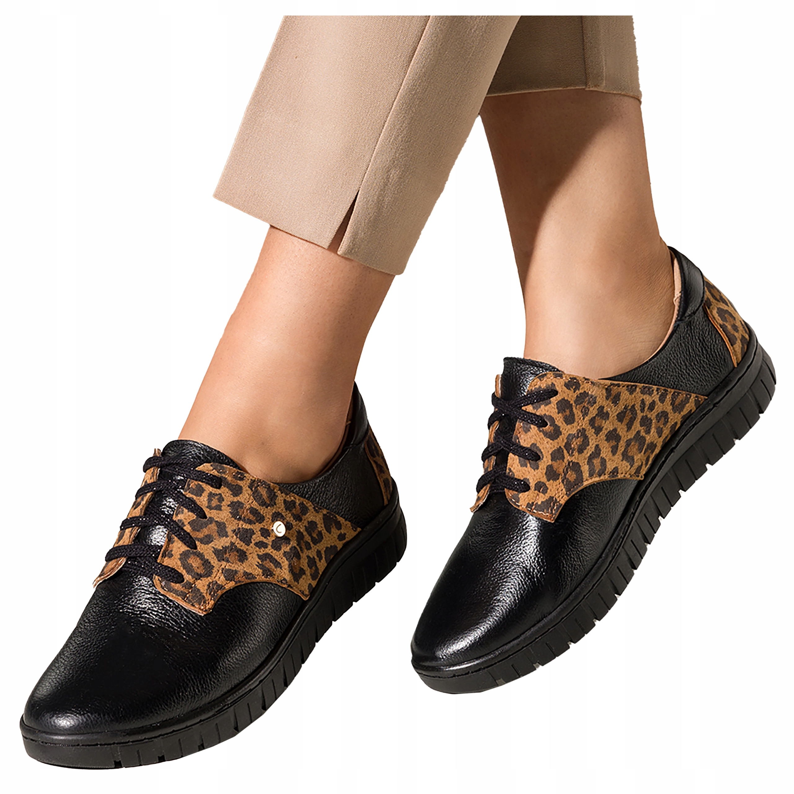 Sneakersy Černé Kožené Dámské Creepersy Šněrovací Pohodlné Módní r 39