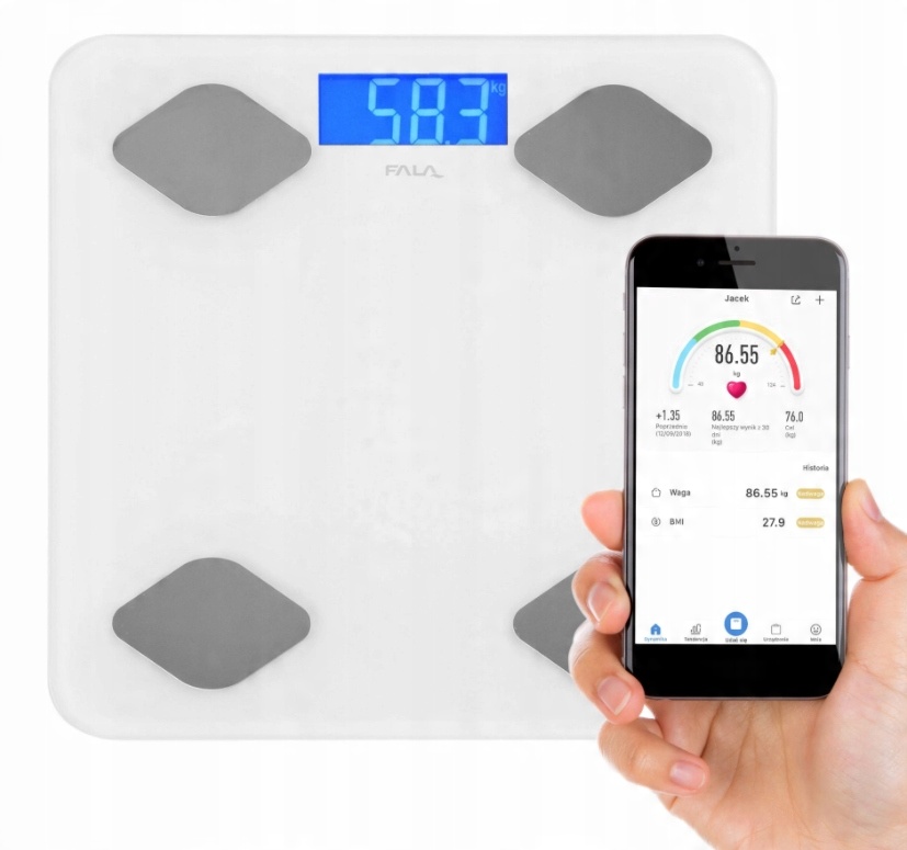 

Waga Łazienkowa Szklana Analityczna Bluetooth Bmi