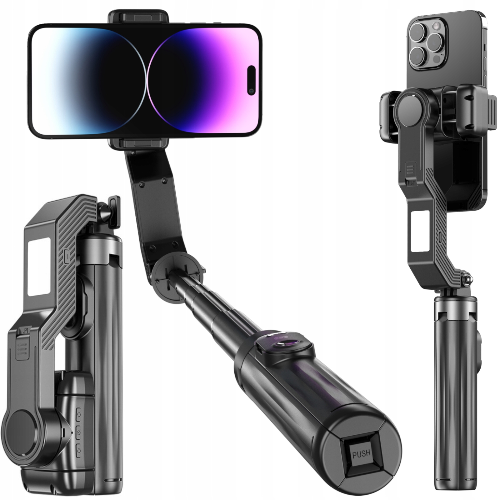 Stabilizator Elektroniczny Gimbal Q31 Bluetooth Android Ios Lampka Led