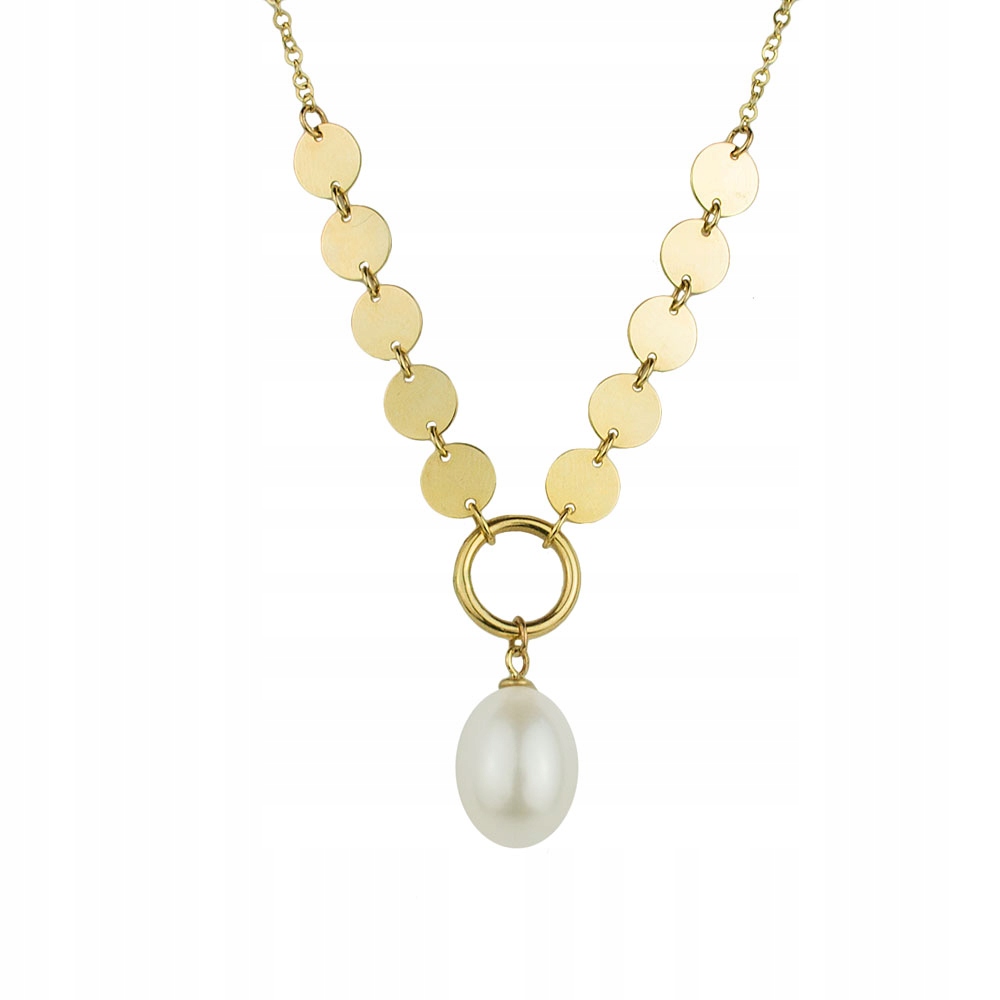 Ozdobný Zlatý Řetízek S Velkou Sladkovodní Perlou