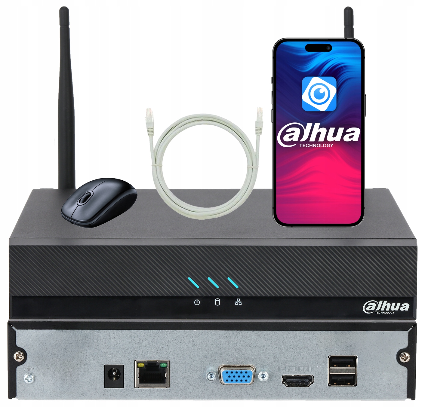 Rejestrator WiFi Ip Dahua NVR2104HC-W 4-kanałowy do 16MPx Analityka Smd