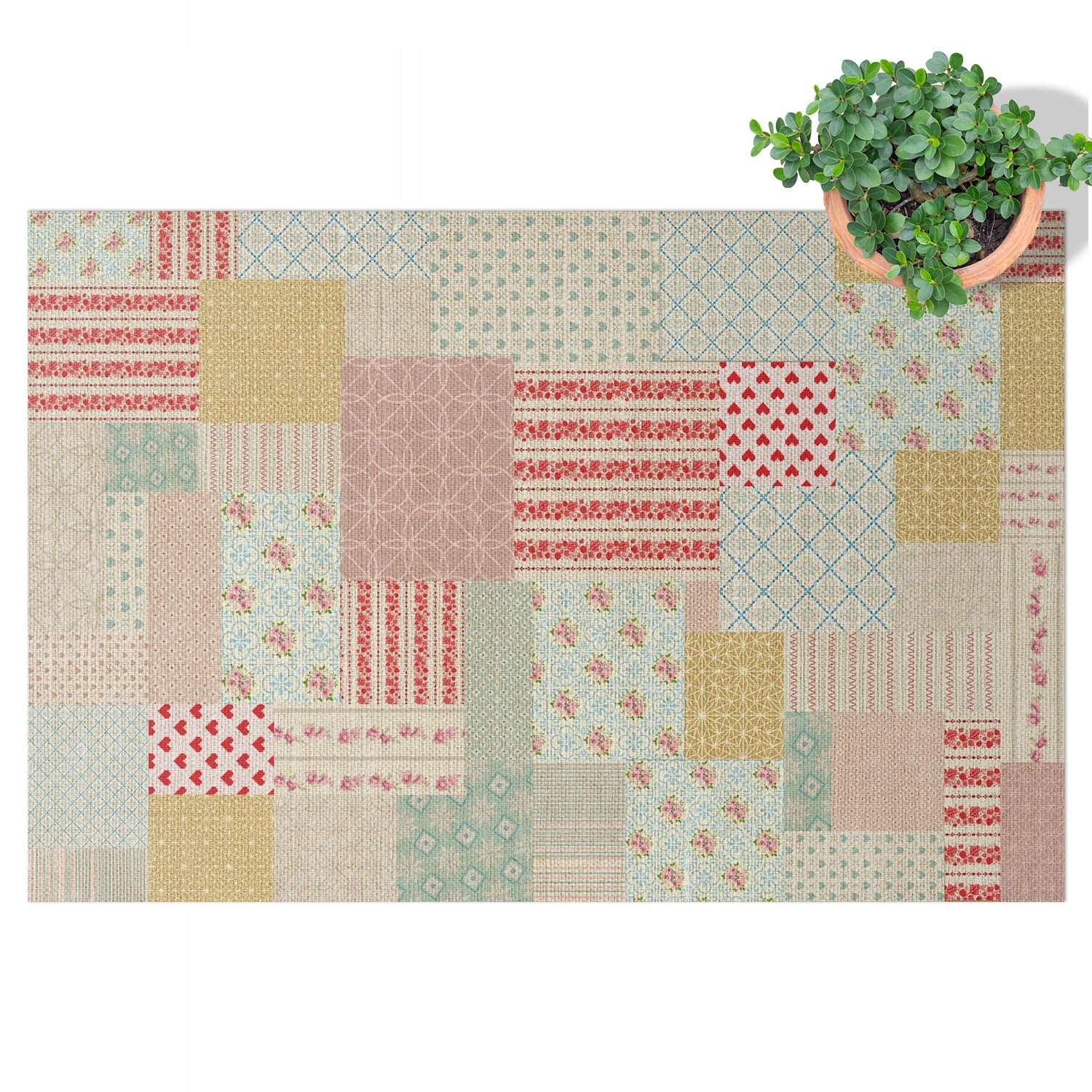 Terasový Koberec Pvc Outdoor na balkon Zahrada Patio Barevný patchwork 100x150