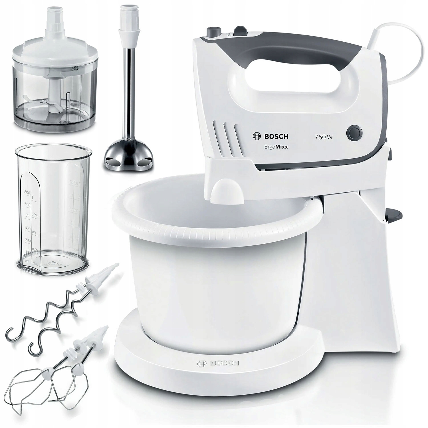 Mixér s miskou Bosch ErgoMixx MFQ37490 750W 5 rýchlostí Funkcia Turbo Stojan