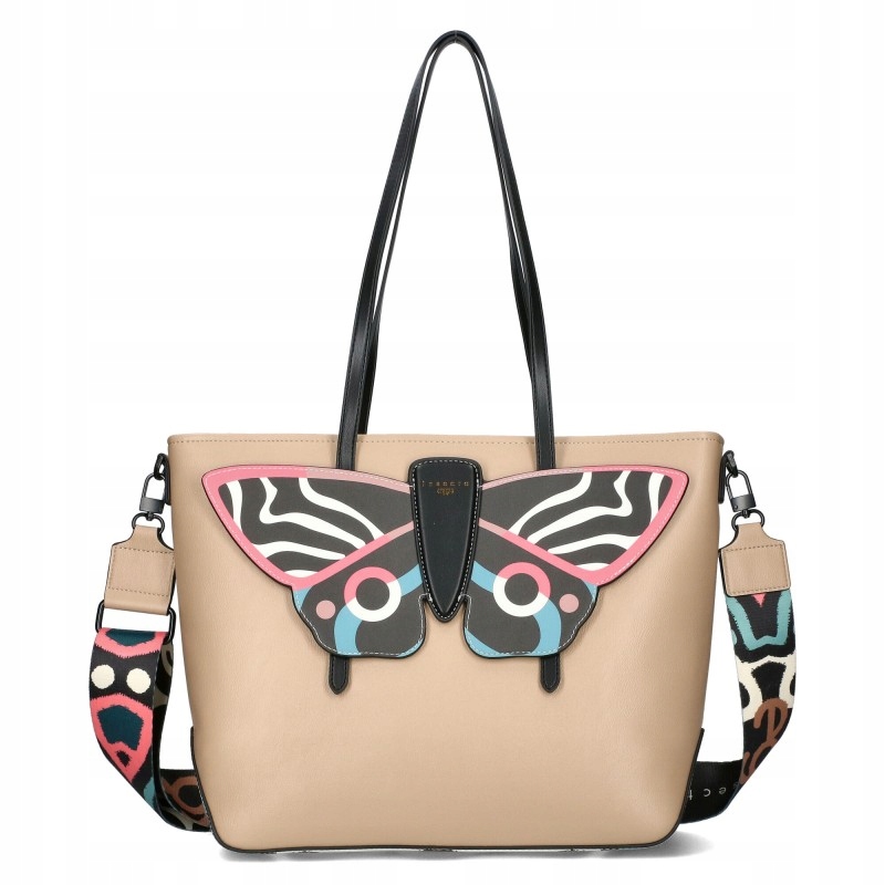 Ego Dámská kabelka Mirage Shopper Na Rameno Odnímatelný Motýl Eko kůže Béžová