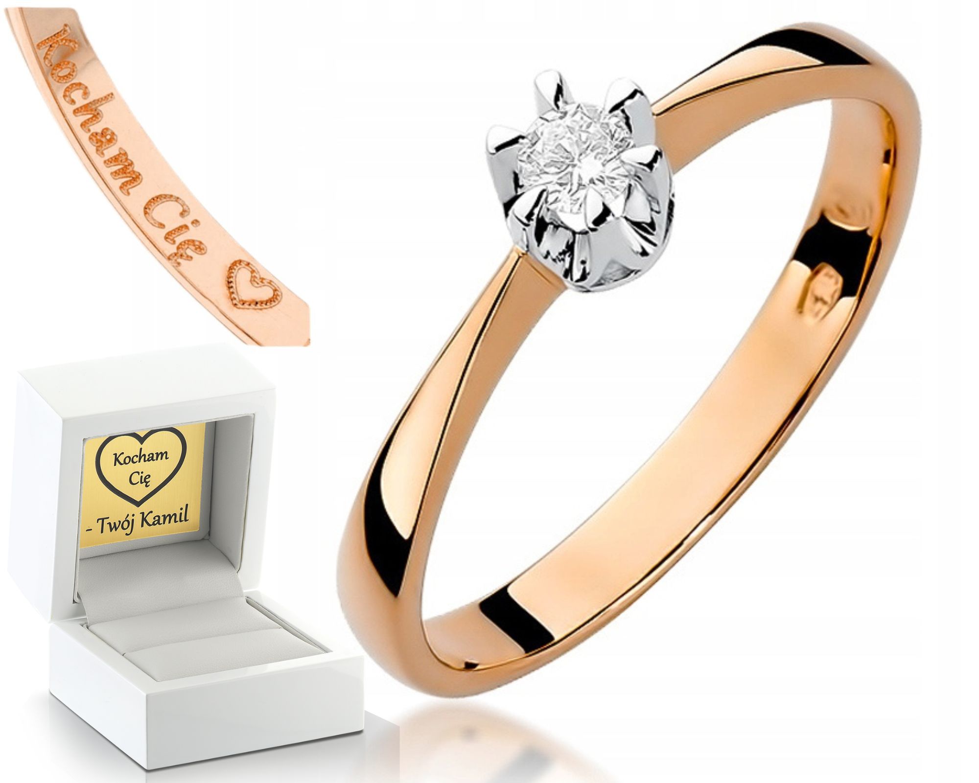 Zlatý Prstýnek Diamant Briliant Růžové Zlato 585 Zlato