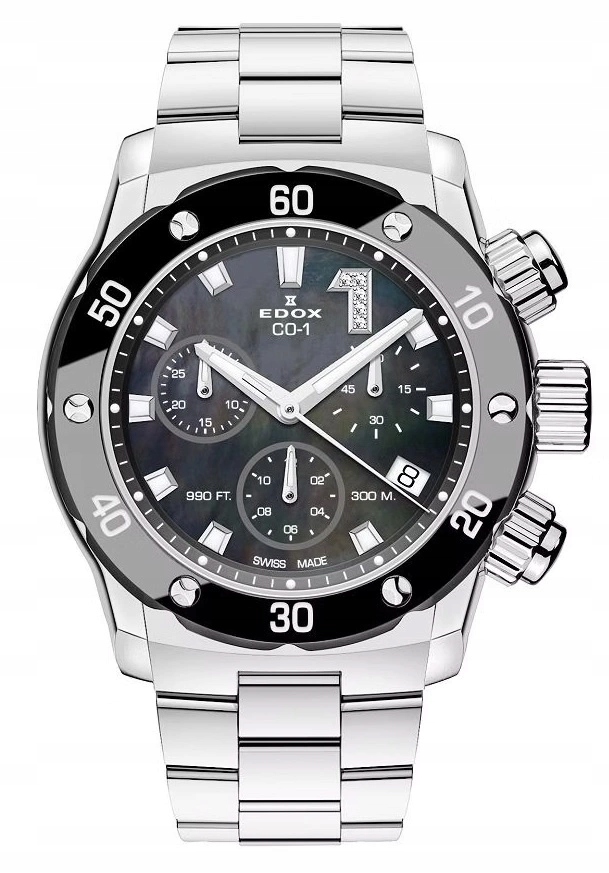 Dámské Hodinky Edox 10255 3 M Nandn CO-1 Chronolady Diamonds 30ATM Stopky