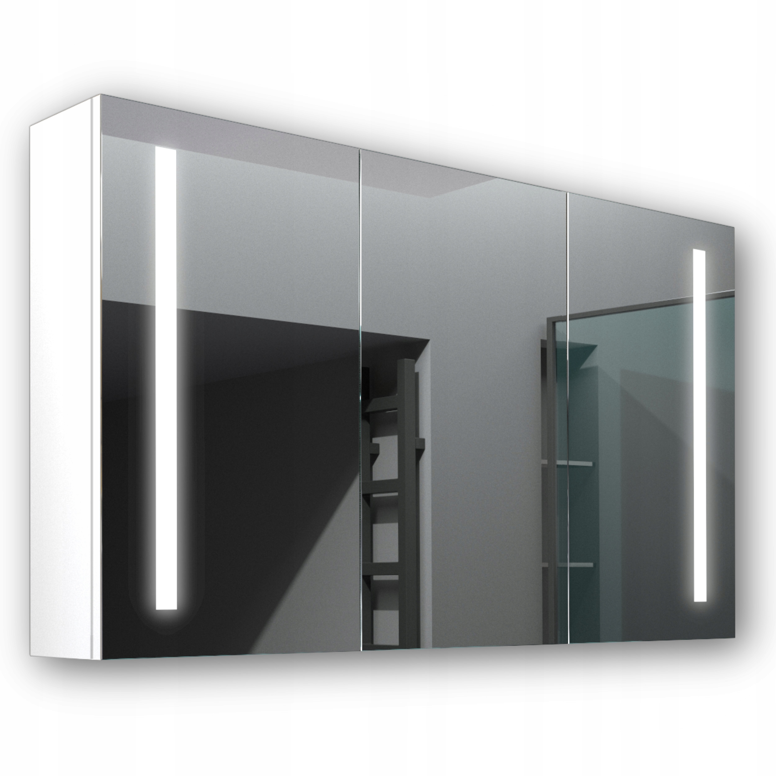 Drevená skrinka 120x70 Led zrkadlo Apollo biela