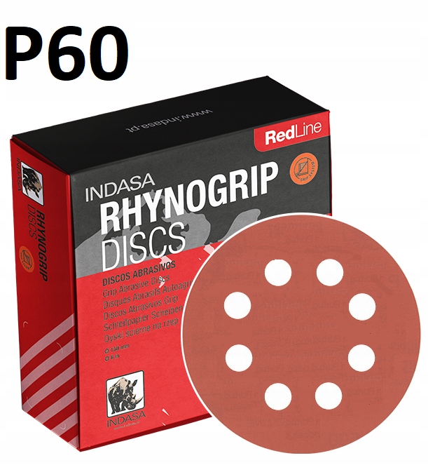 

Indasa Red Krążki Ścierne Rzep 125mm 8H P60 10x