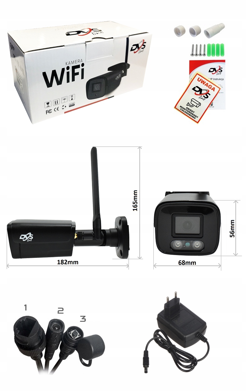 CZARNA ZEWNĘTRZNA KAMERA WIFI BEZPRZEWODOWA MONITORING DOMU FULL HD DVS Kod producenta DVS-MP2036ET-IRWS