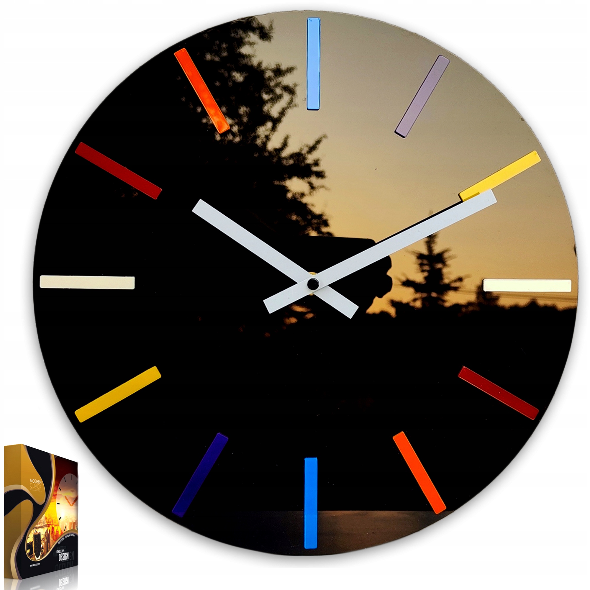 Nástěnné hodiny v moderním akrylovém stylu Colorfull Black Kulatý Křemenné