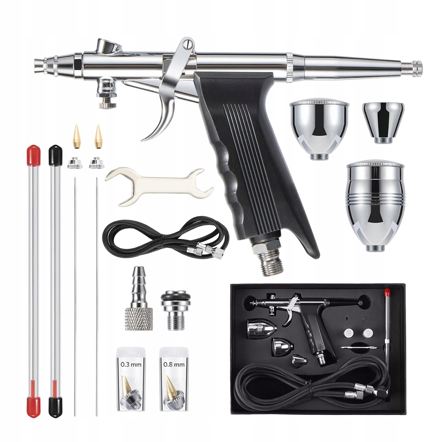 Airbrushová Pistole S Tryskami 0.3 MM 0.5 MM 0.8 MM Pro Líčení A Umění
