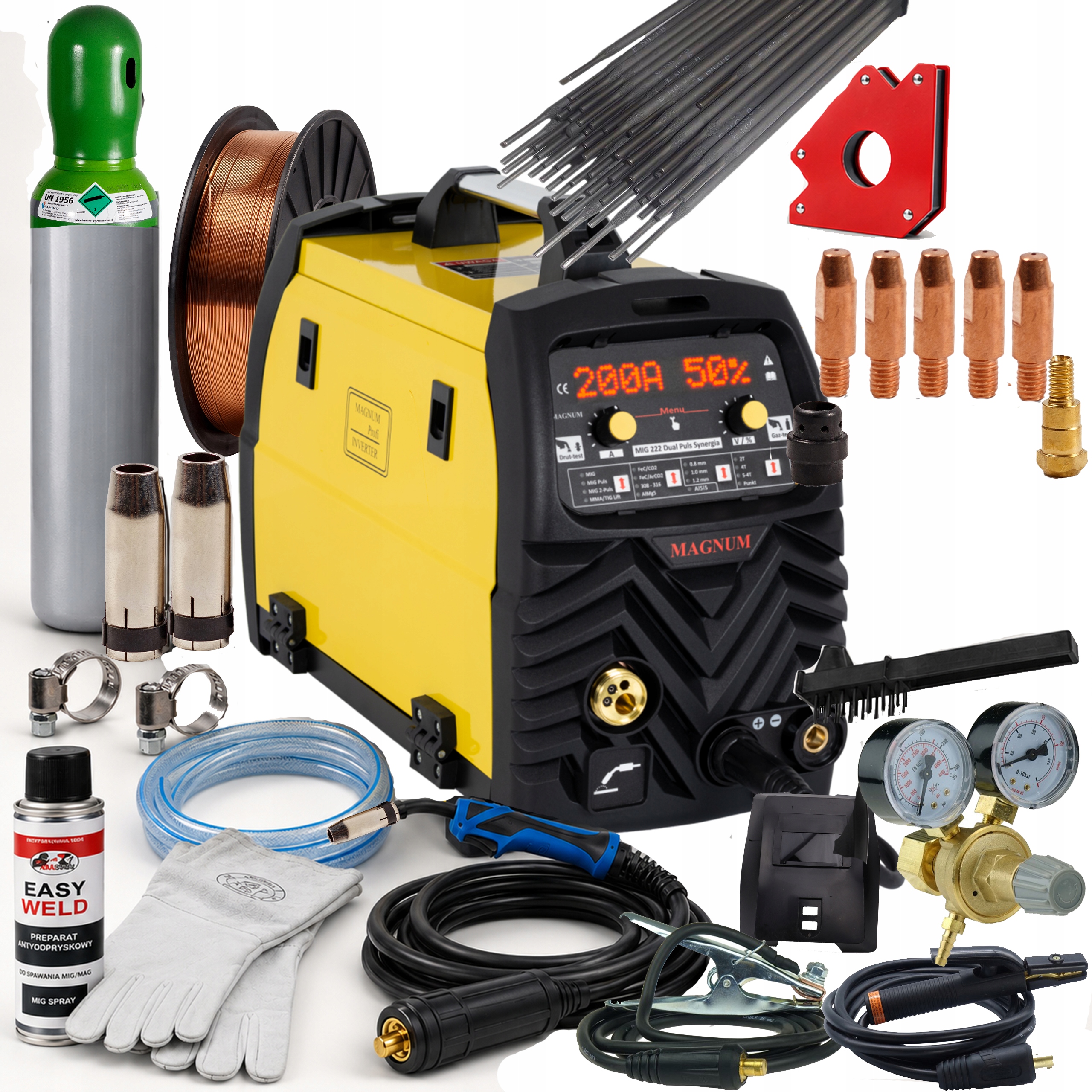 Spawarka Migomat Magnum 222 200a synergia półautomat Dual Puls Zestaw 3