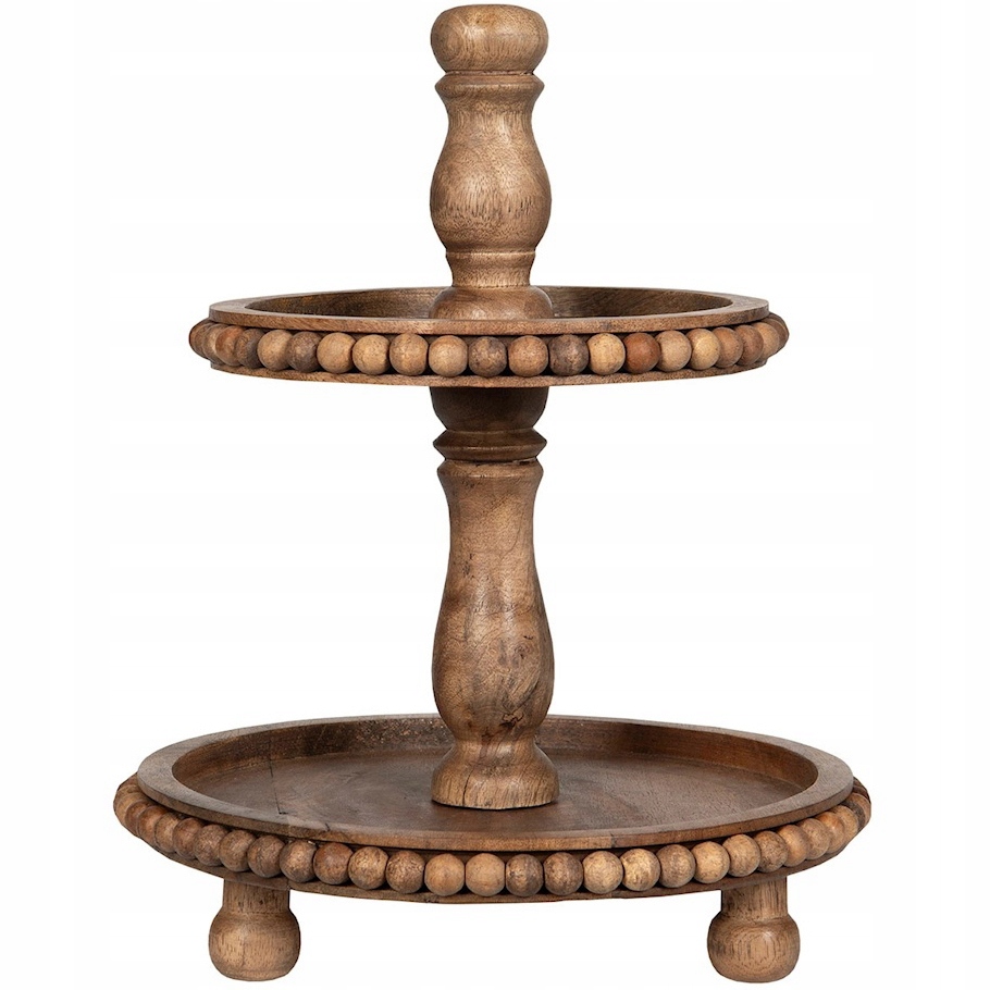 Podnos Na Ovoce 2-PATROVÁ Muffiny Dortová Dřevěná Mangová Ozdoba Dekorace