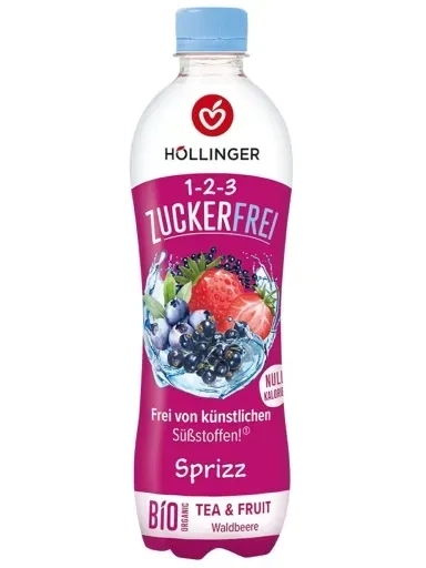Levně 6 x sycený nápoj s příchutí lesních plodů Bez cukru Bio 500 ml Hollinger