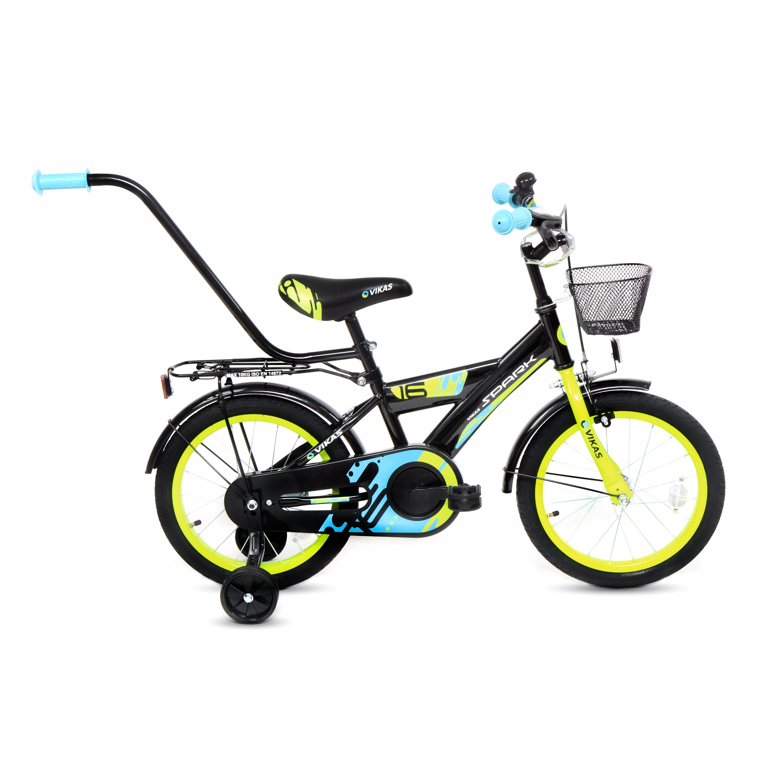 ROWER DZIECIĘCY ROWEREK 16 cali DLA CHŁOPCA KOSZYK + PROWADNIK GRATIS Marka VIKAS
