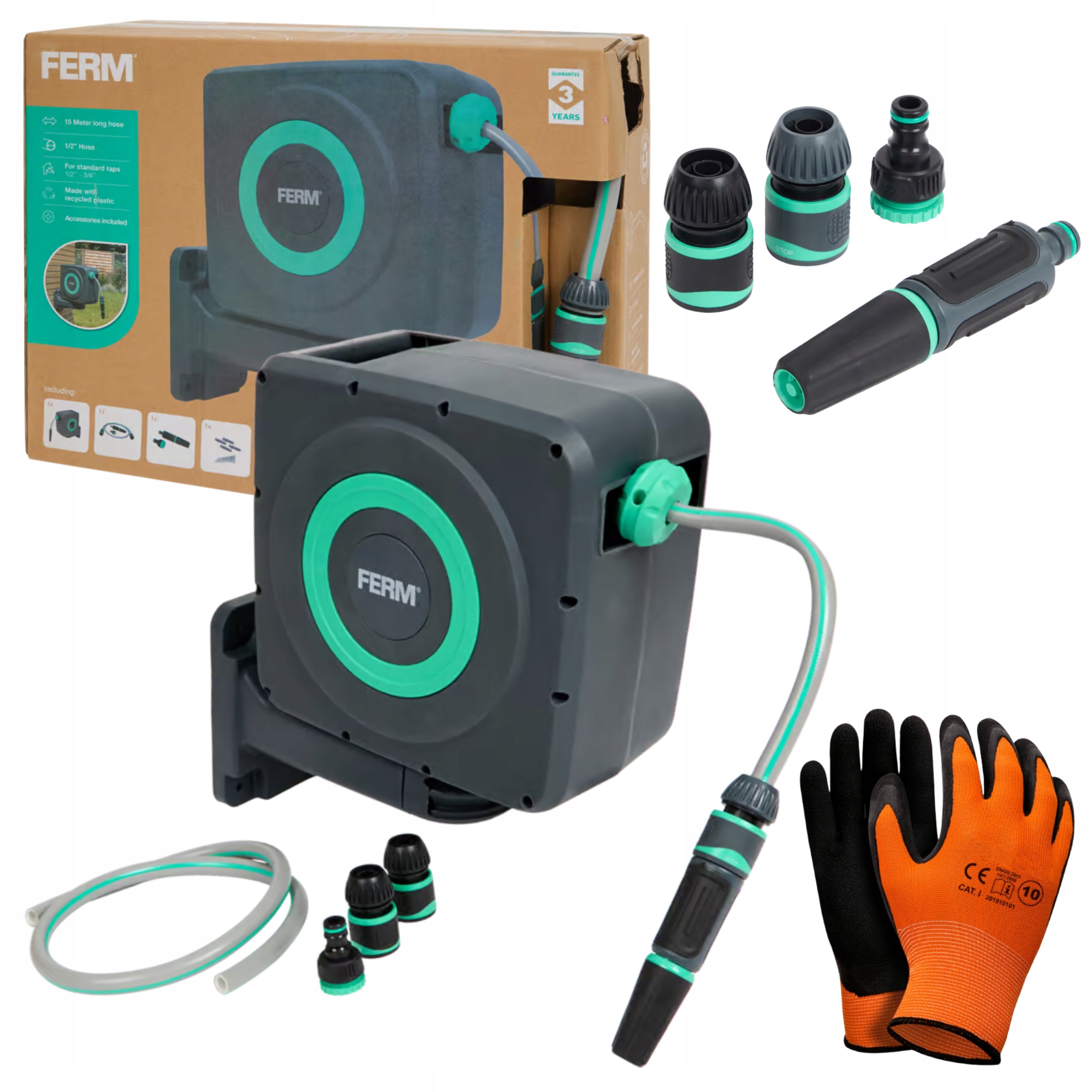 Zwijak Bęben Wąż ogrodowy automat na ścianę 15m +Akcesoria montażowe+GRATIS