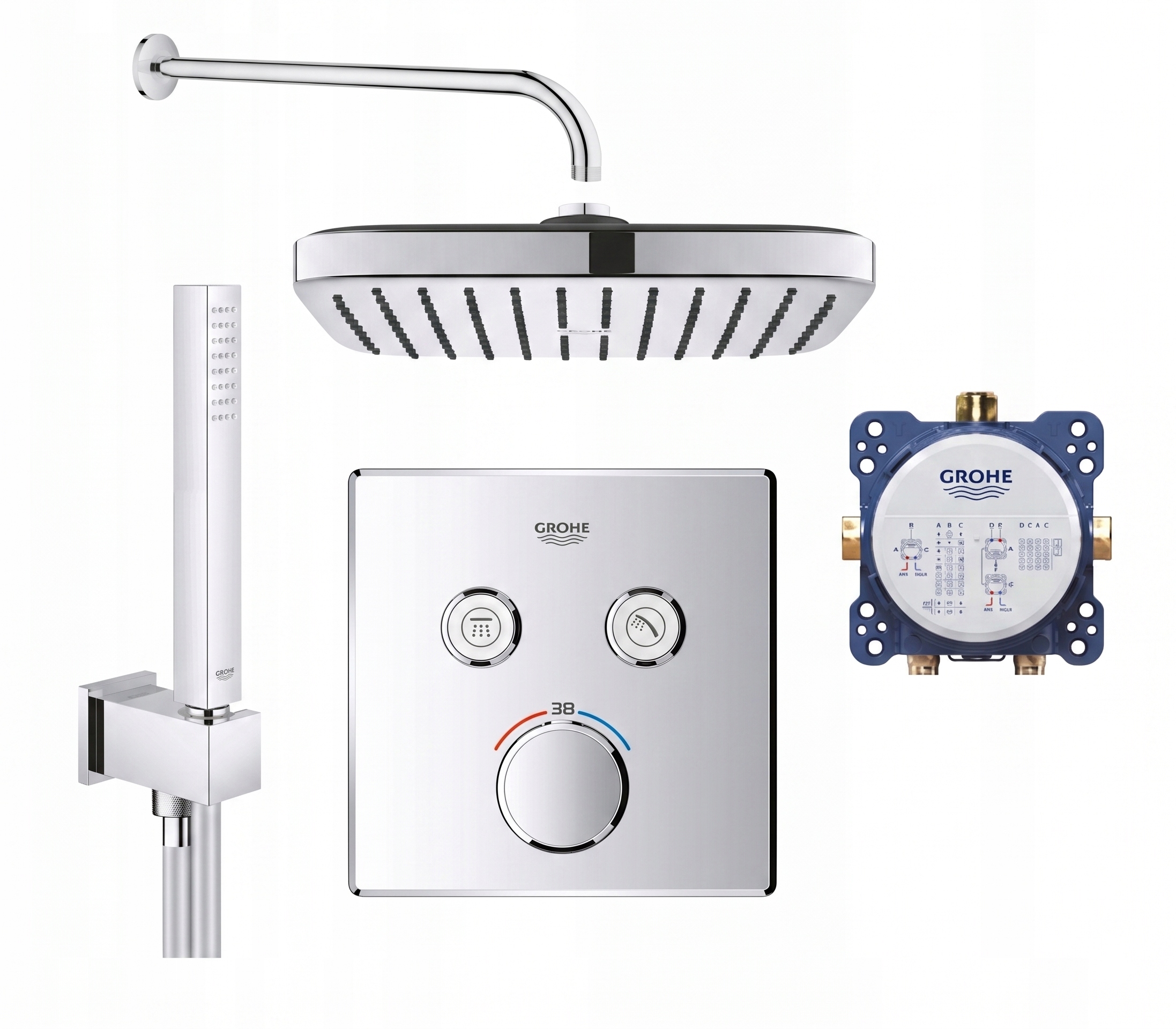 Zestaw prysznicowy Grohe 100% podtynkowy bateria termostat deszczownica
