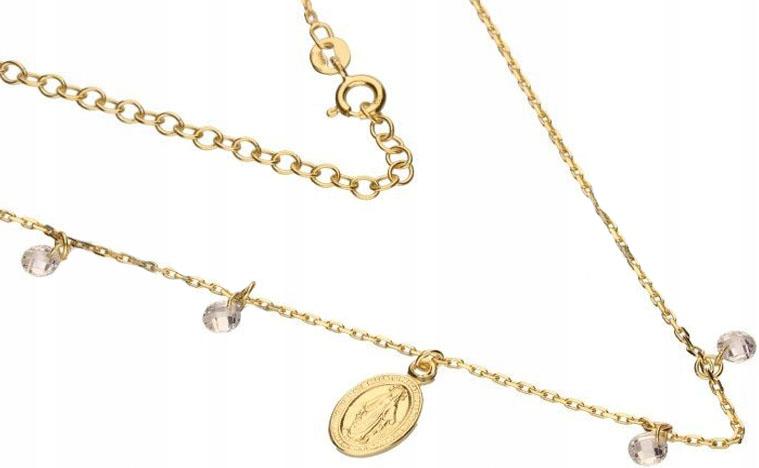 Stříbrný pozlacený náhrdelník 925, medailonek křišťály s přívěskem, módní vzor