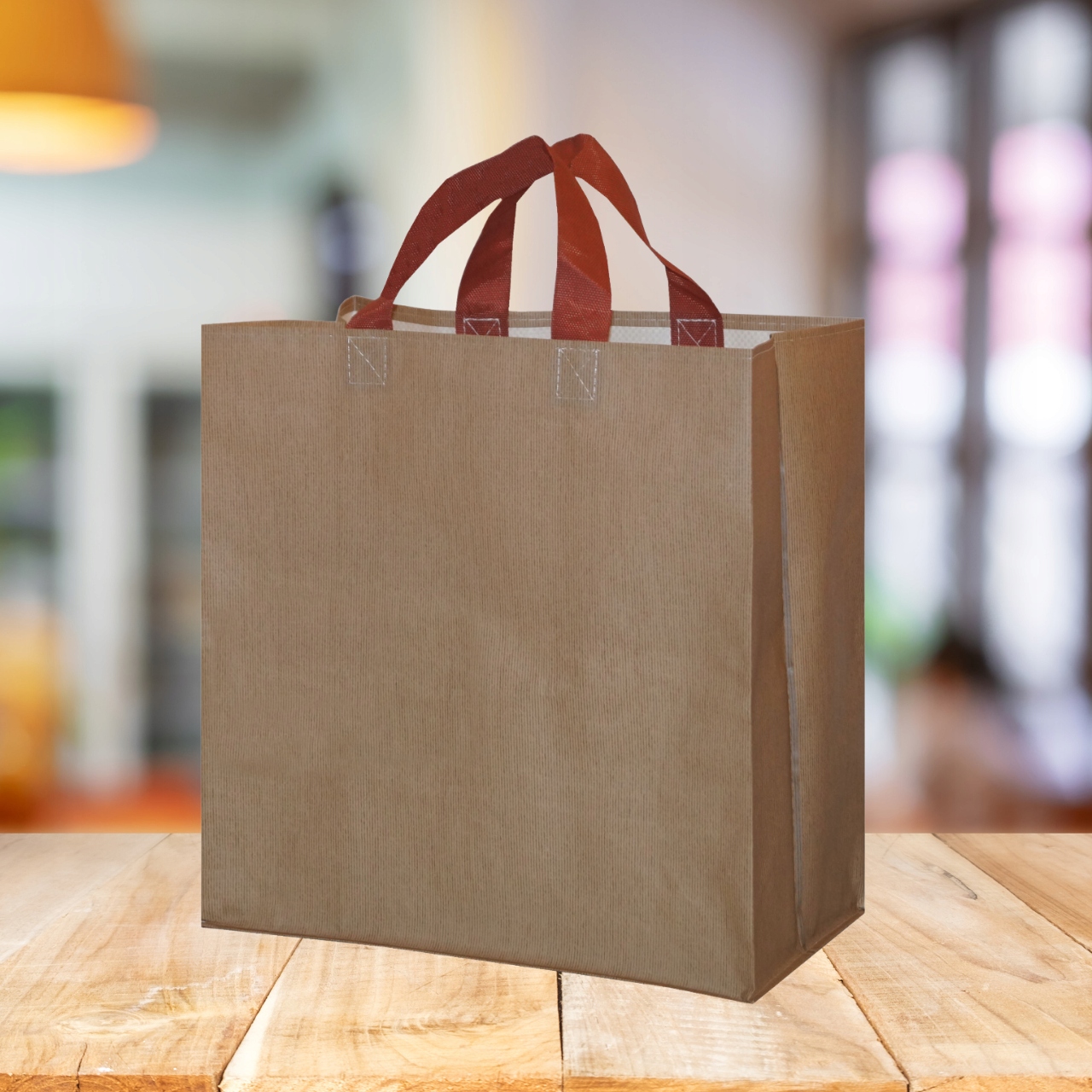 Torba na zakupy PP materiałowa 38x22x40cm 33L DUŻA MOCNA na miasto BRĄZOWA Kolor brązowy