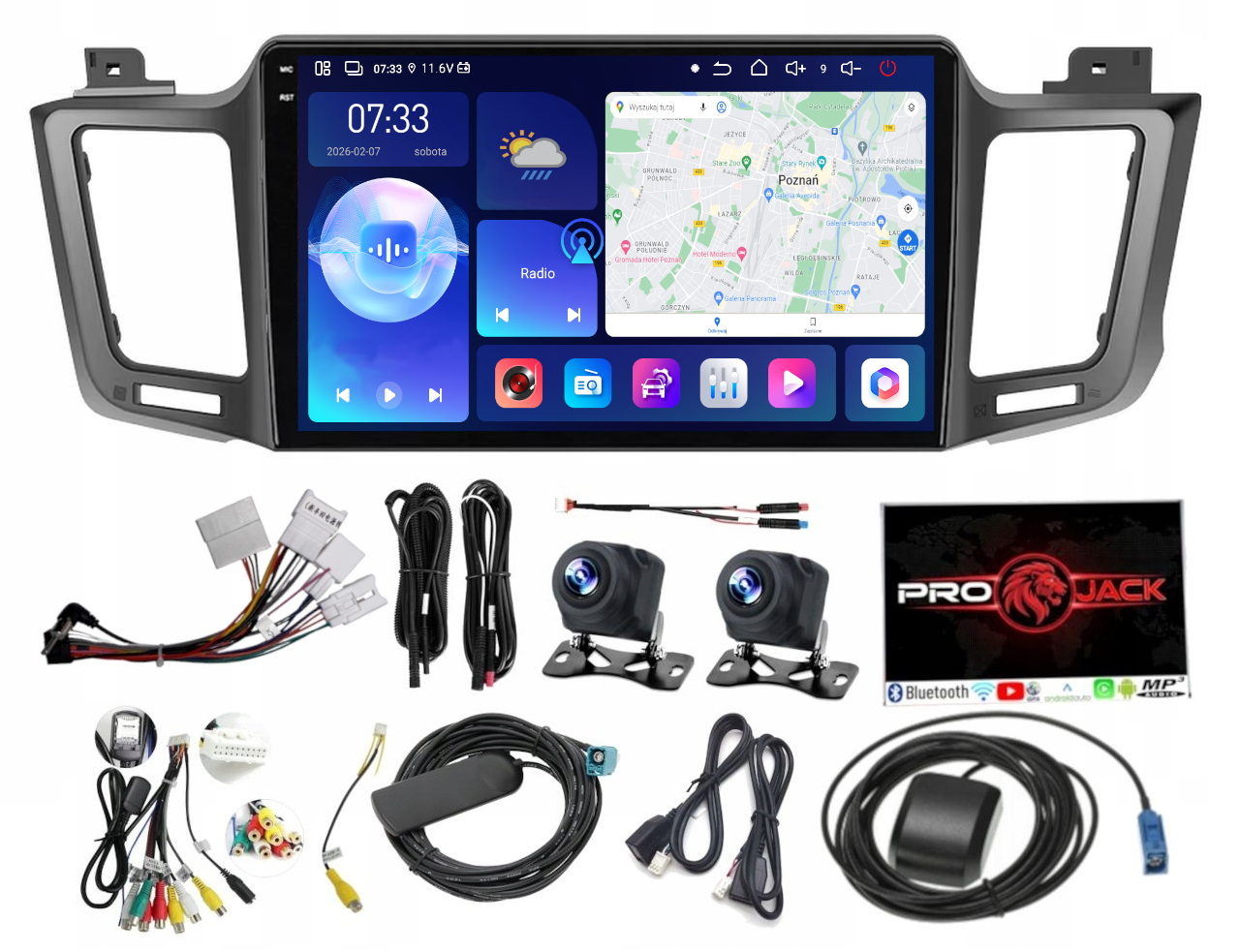 Autorádio S Navigací Carplay Gps Android Toyota RAV4 2013-2018 6GB Ram 128GB Paměť Sim